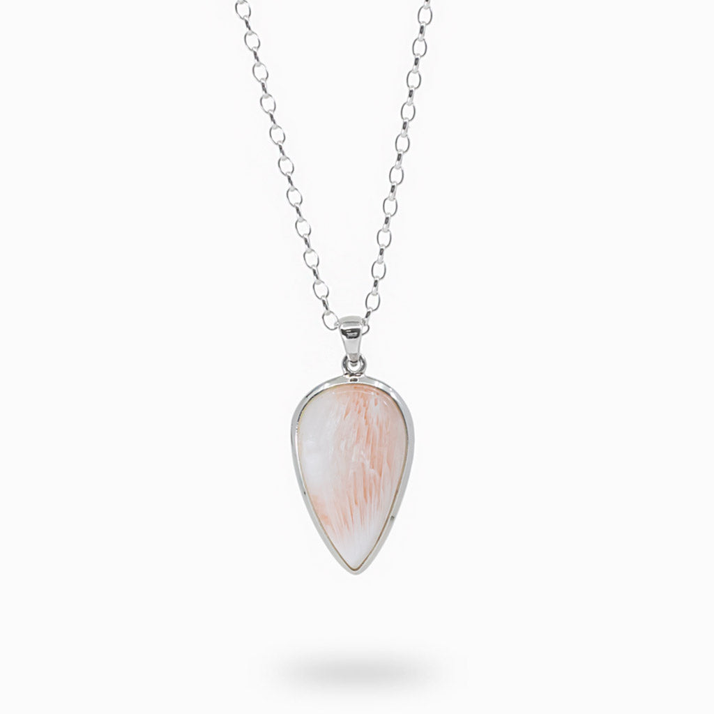 Tear Cabochon Pink Scolecite necklace