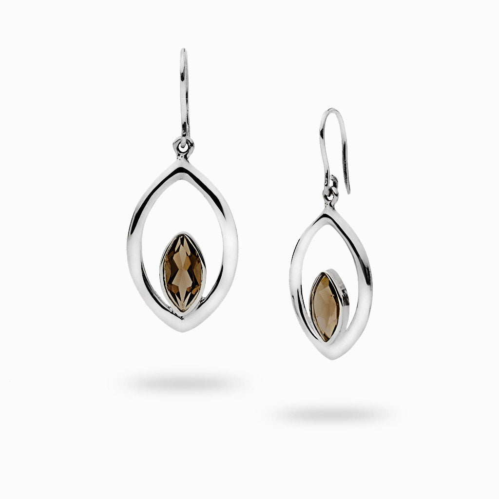 Faceted Marquis Smokey Quartz drop earrings
