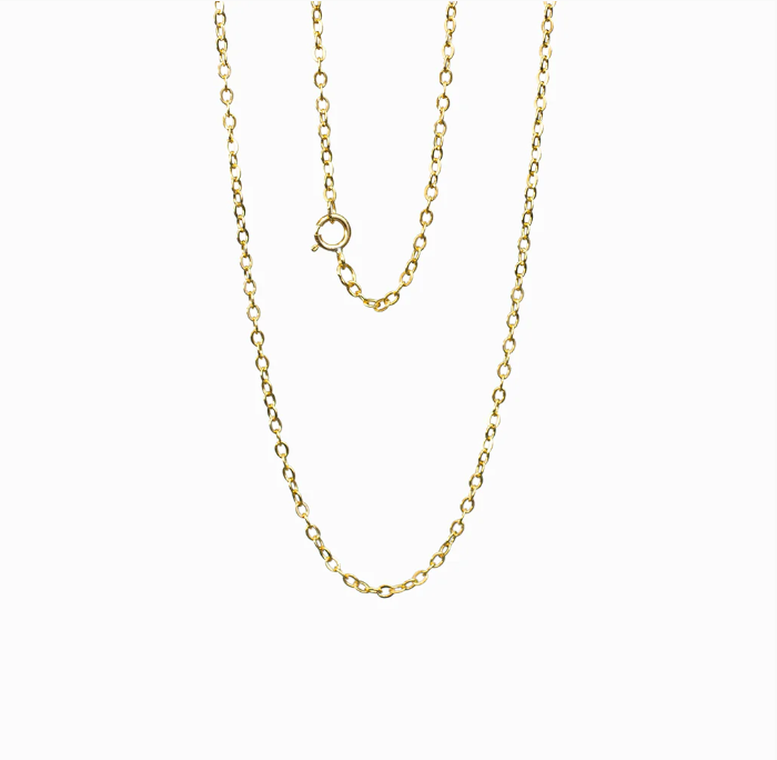 14K Solid Gold Necklace, Thin Chain, Tiny Thin Pendant, 14K Yellow