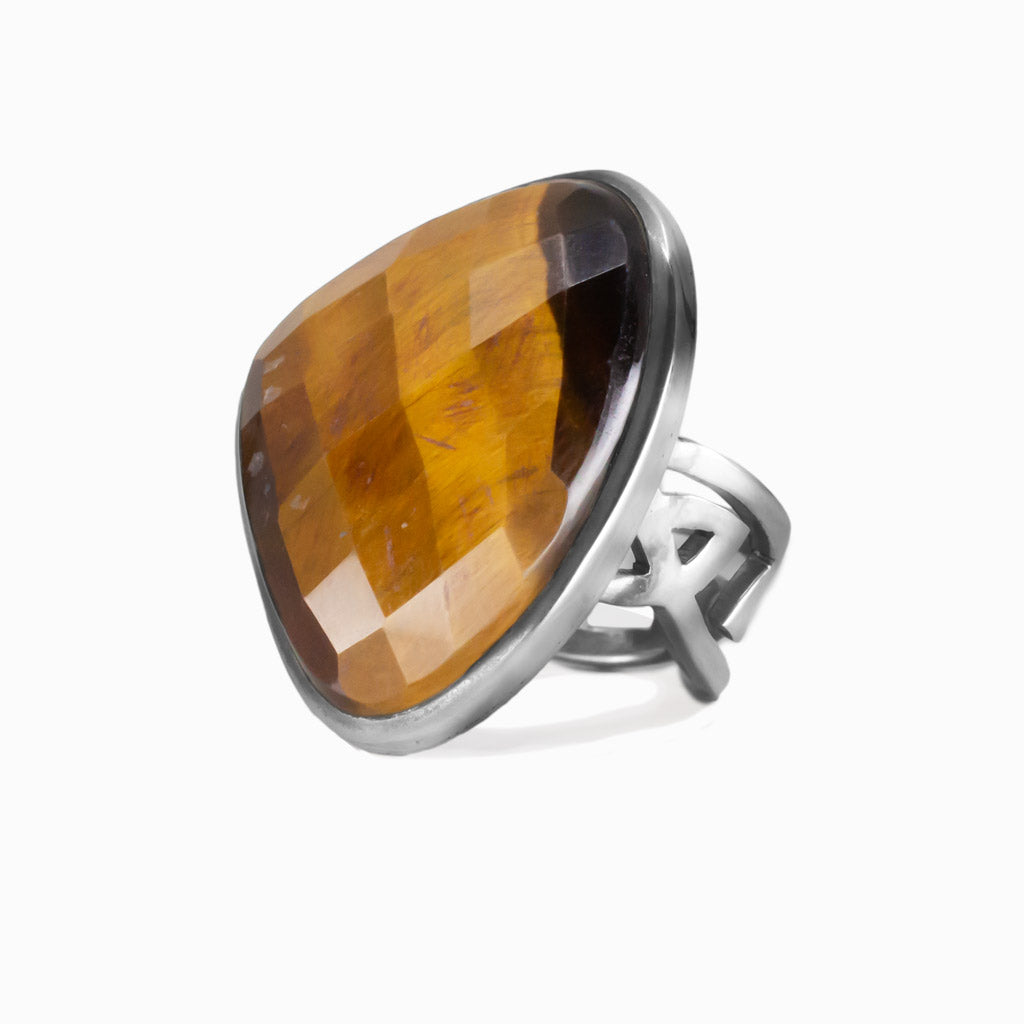 FACETED TIGER EYE RING STERLING SILVER | MADE IN EARTH