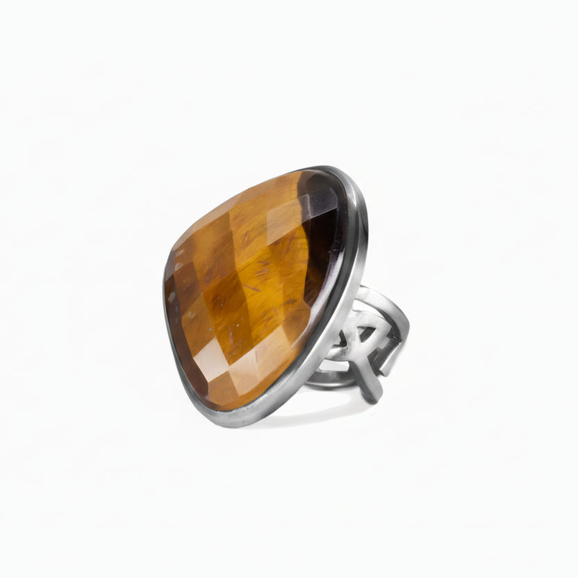 FACETED TIGER EYE RING STERLING SILVER | MADE IN EARTH
