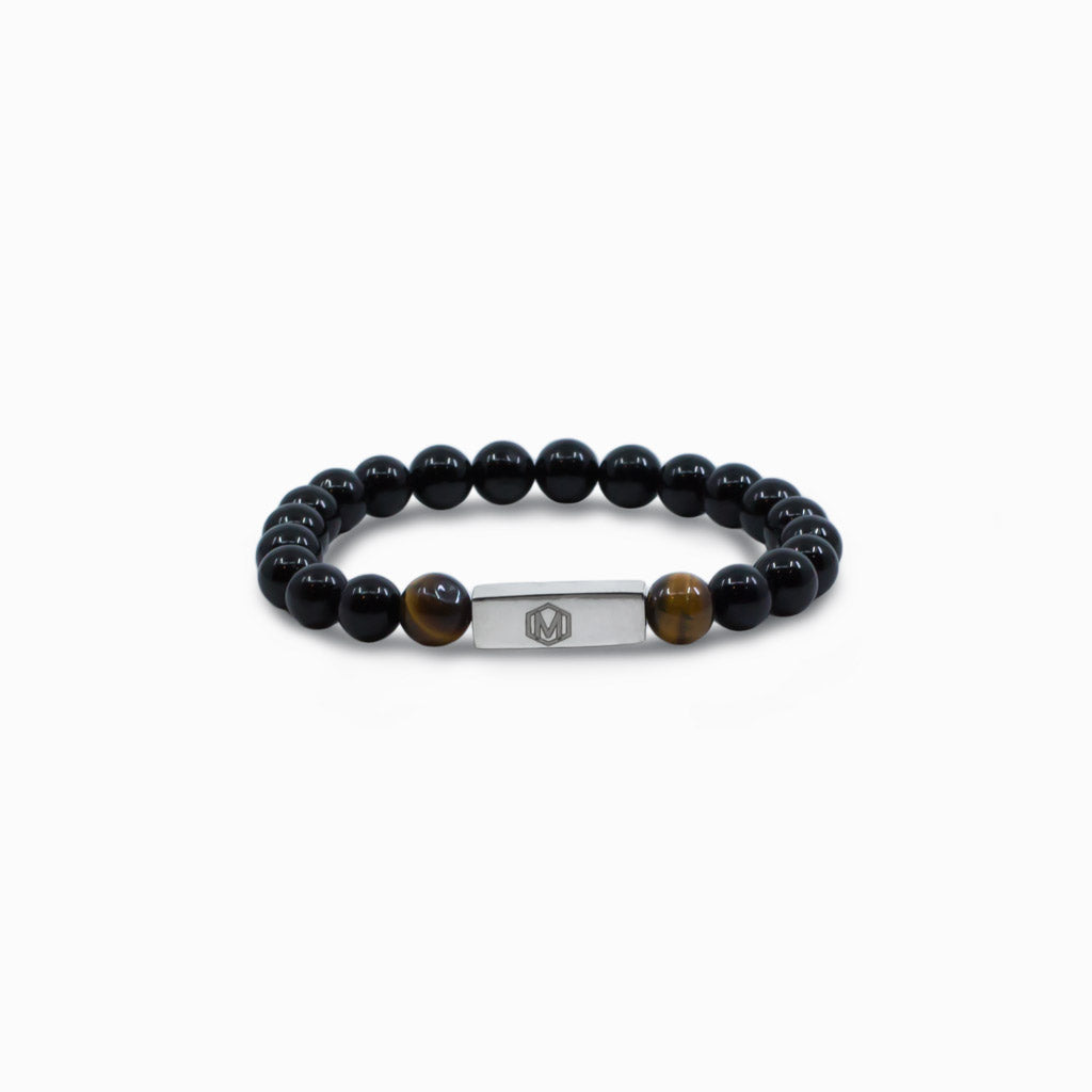 Black Tourmaline and Tiger Eye Bead Bracelet