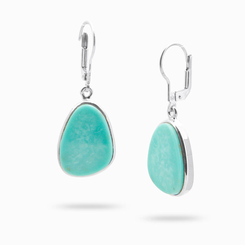 ORGANIC CABOCHON AMAROO TURQUOISE DROP EARRINGS