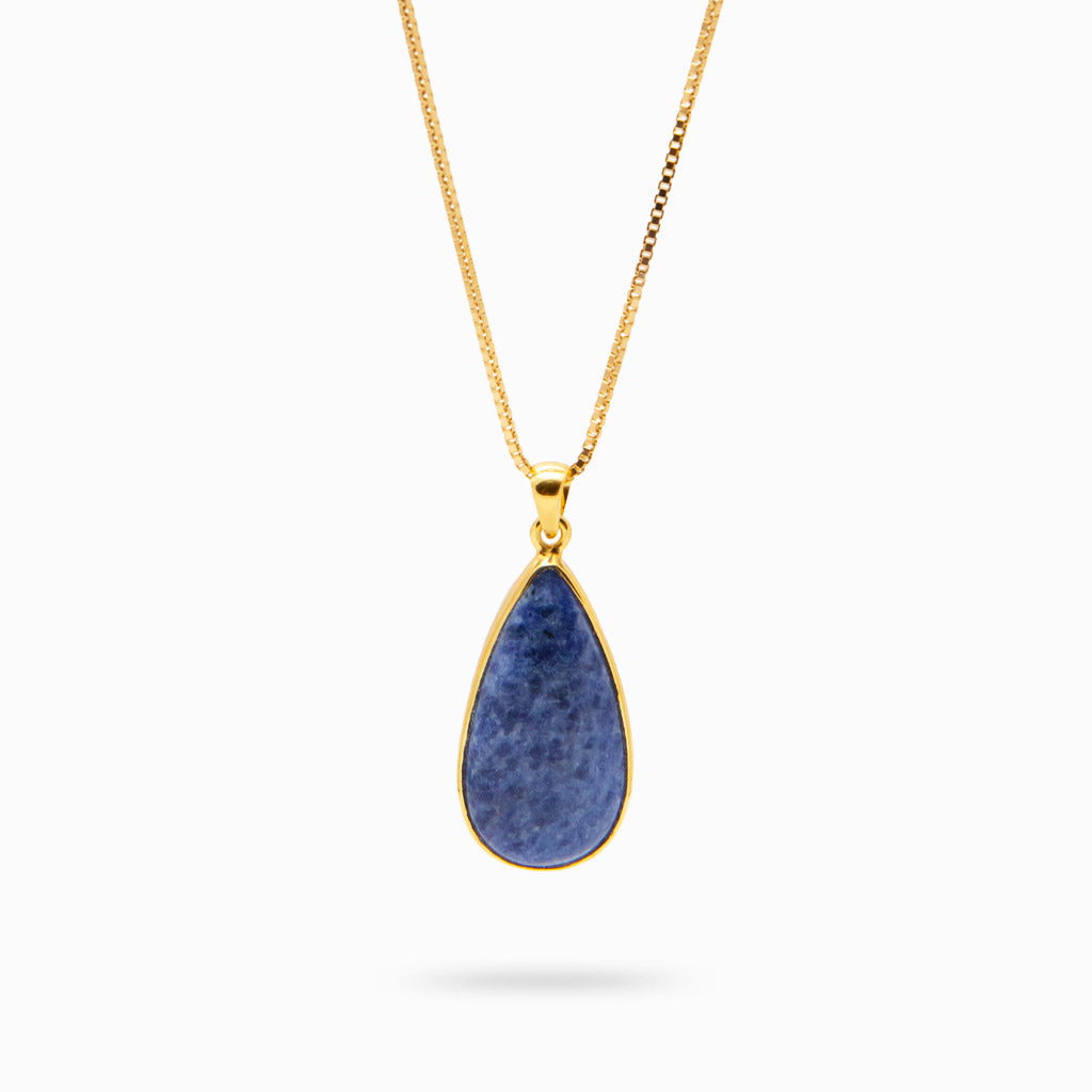 SODALITE NECKLACE YELLOW GOLD VERMEIL FINISH