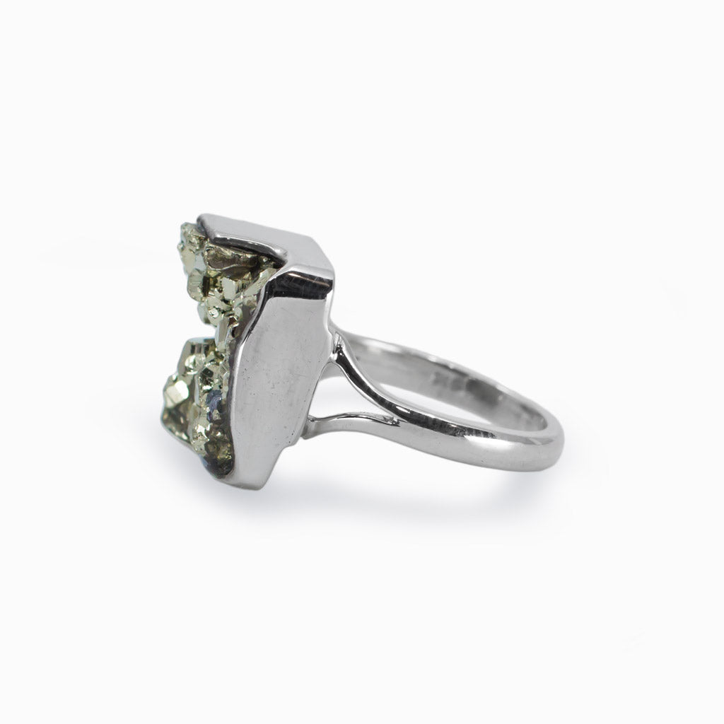 Pyrite raw rectangle ring