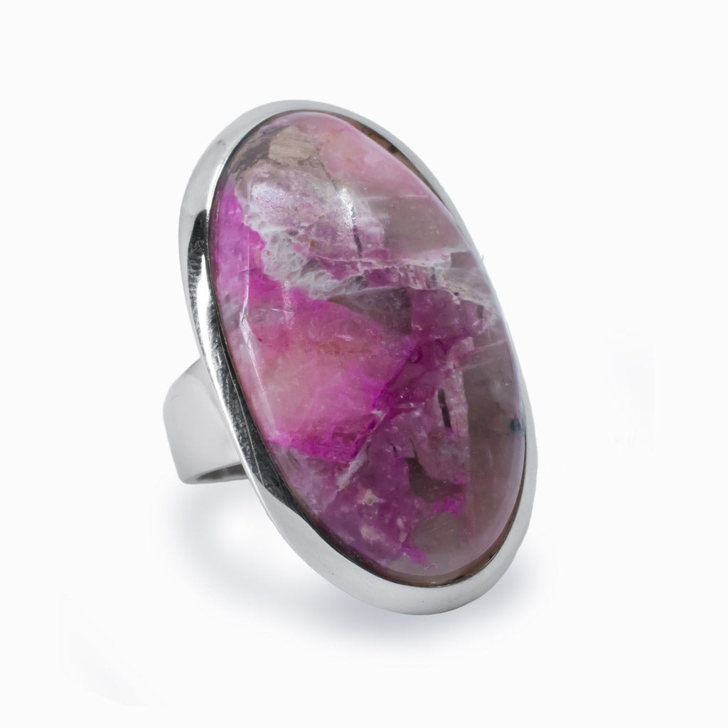 Pink Oval Cabochon Cobaltian Calcite Ring In Sterling Silver