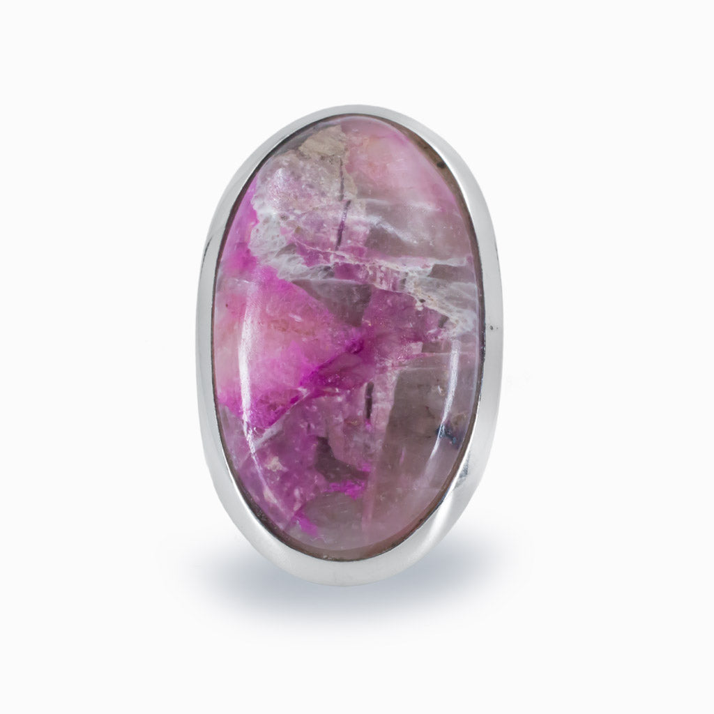 Pink Oval Cabochon Cobaltian Calcite Ring In Sterling Silver