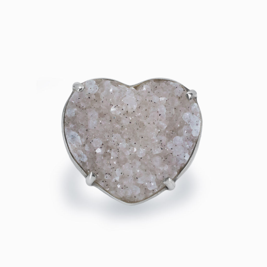 Heart-shaped Agate Druzy ring