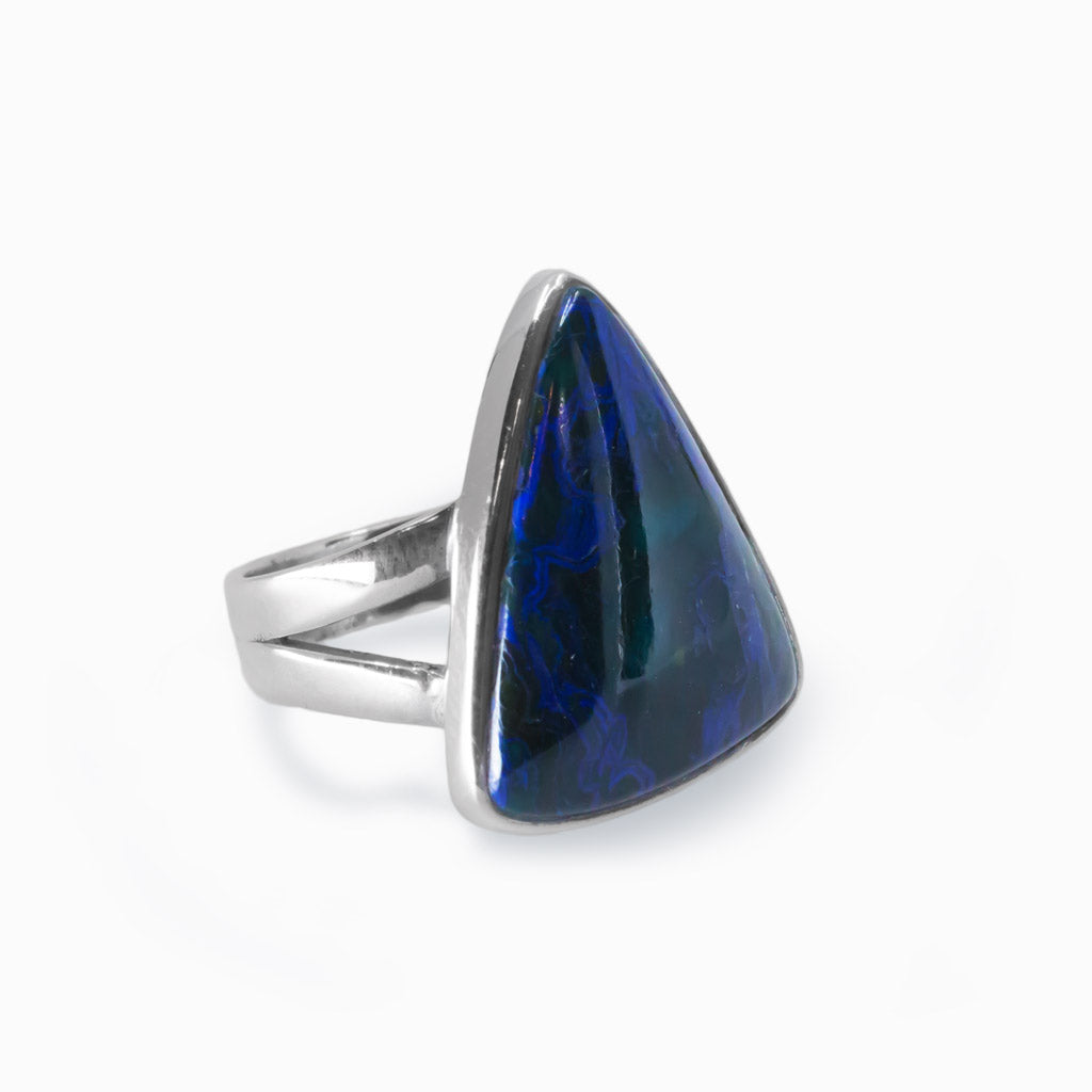 Cabochon triangle Azurite ring