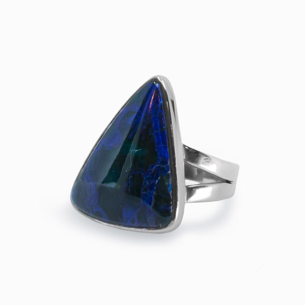 Cabochon triangle Azurite ring