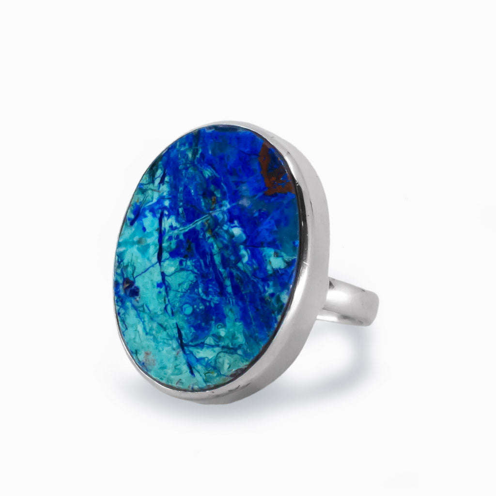 Oval cabochon Azurite ring