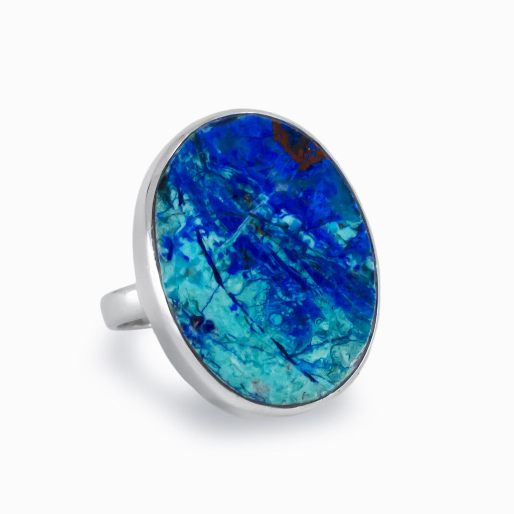 Oval cabochon Azurite ring