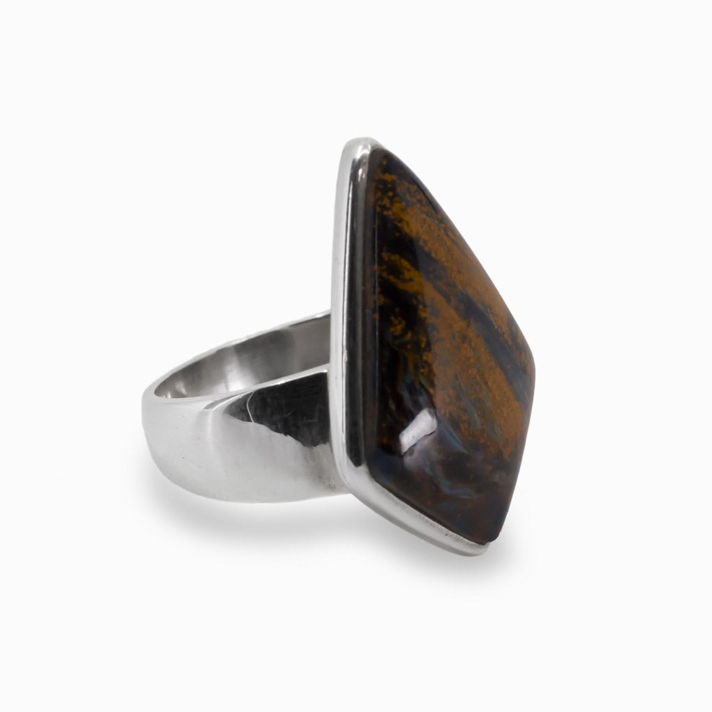Diamond Shaped Pietersite Cabochon Ring in 925 Sterling Silver Made In Earth