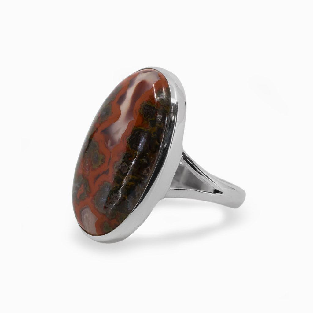 Oval Cabochon Moroccan Seam Agate Ring