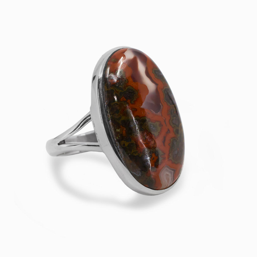 Oval Cabochon Moroccan Seam Agate Ring