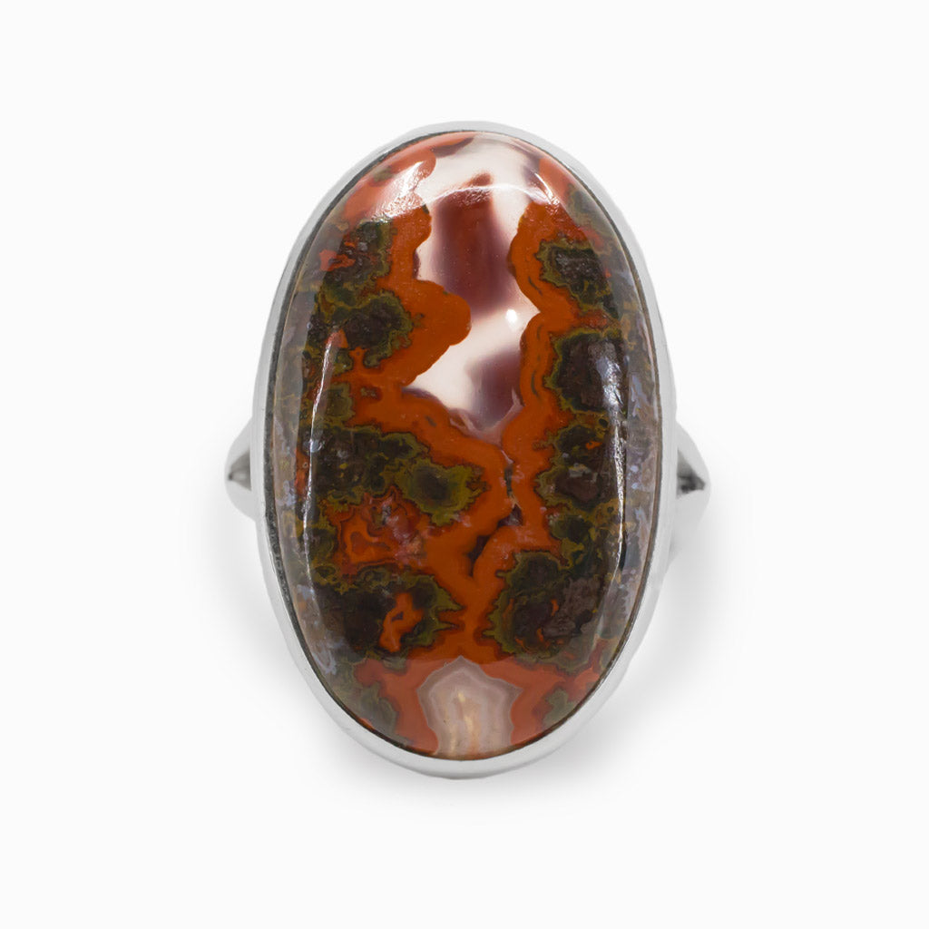 Oval Cabochon Moroccan Seam Agate Ring