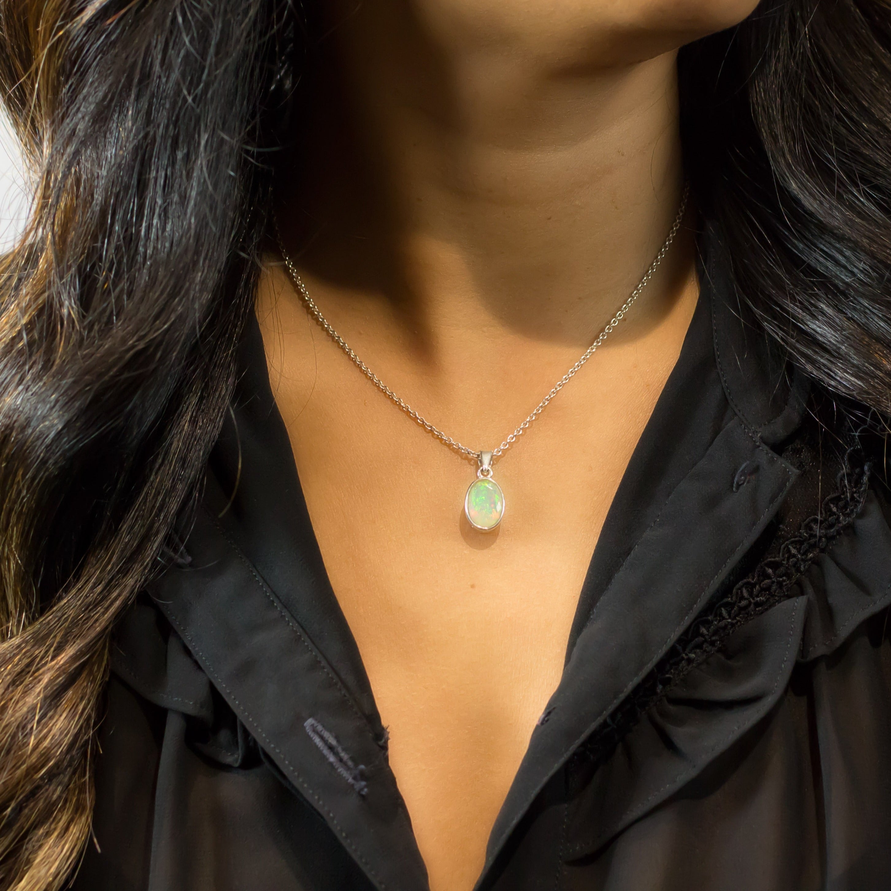 Precious Opal Pendant on Model