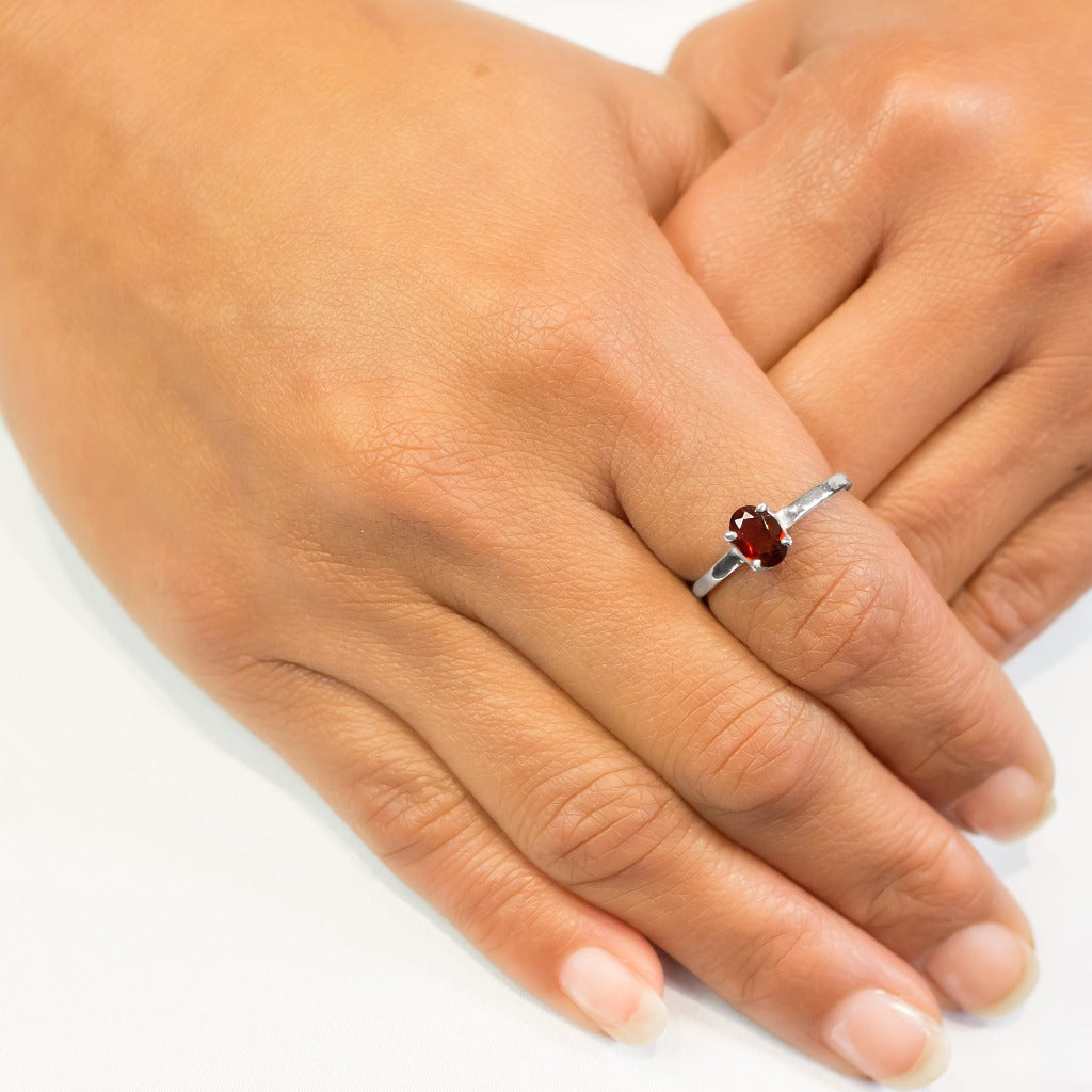 Garnet Ring on Model