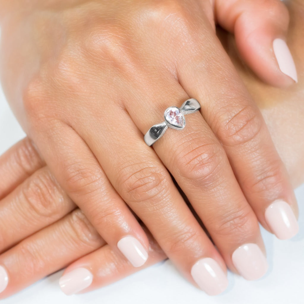Rose Quartz Ring on Model Hand