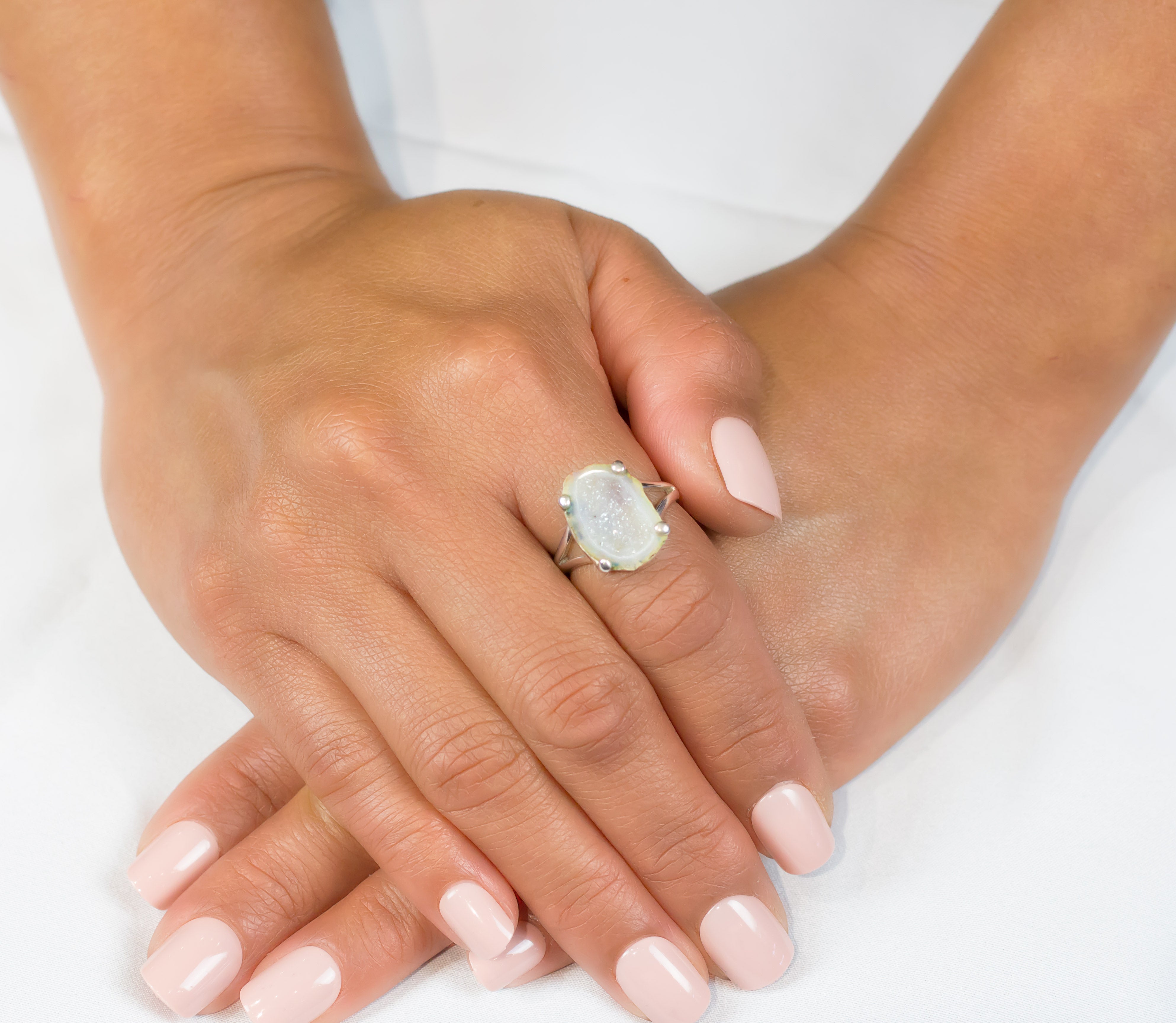 Agate Geode Ring on Model