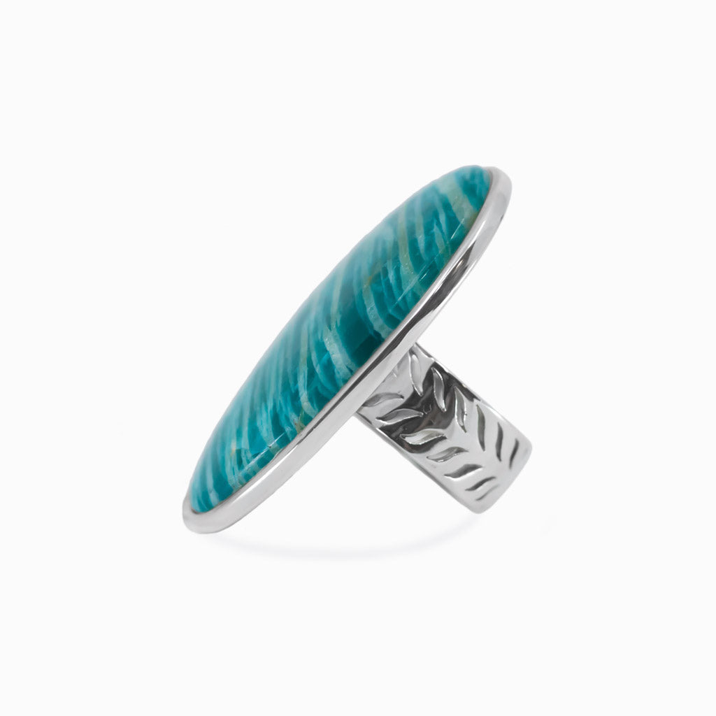 striped cabochon Amazonite ring