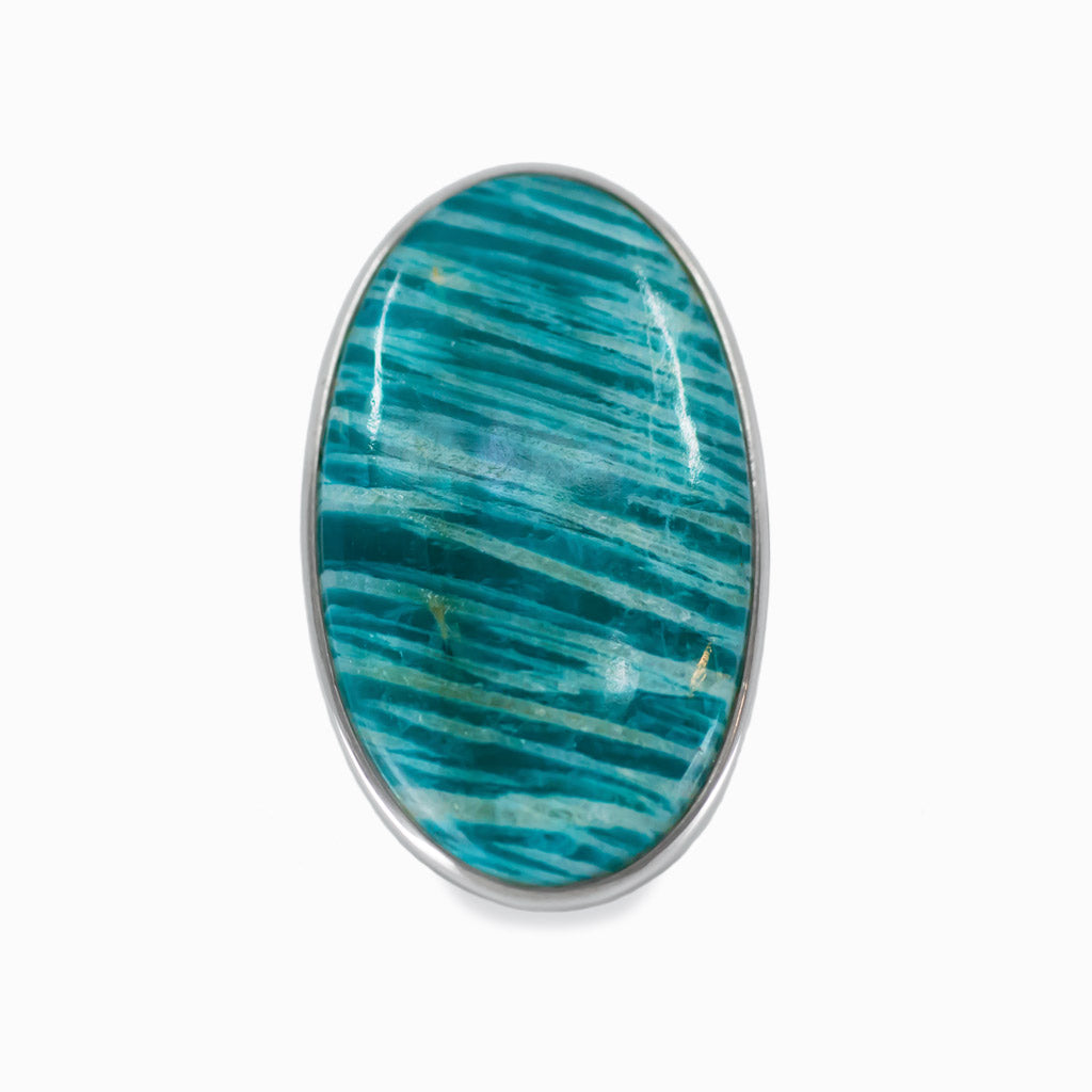 striped cabochon Amazonite ring