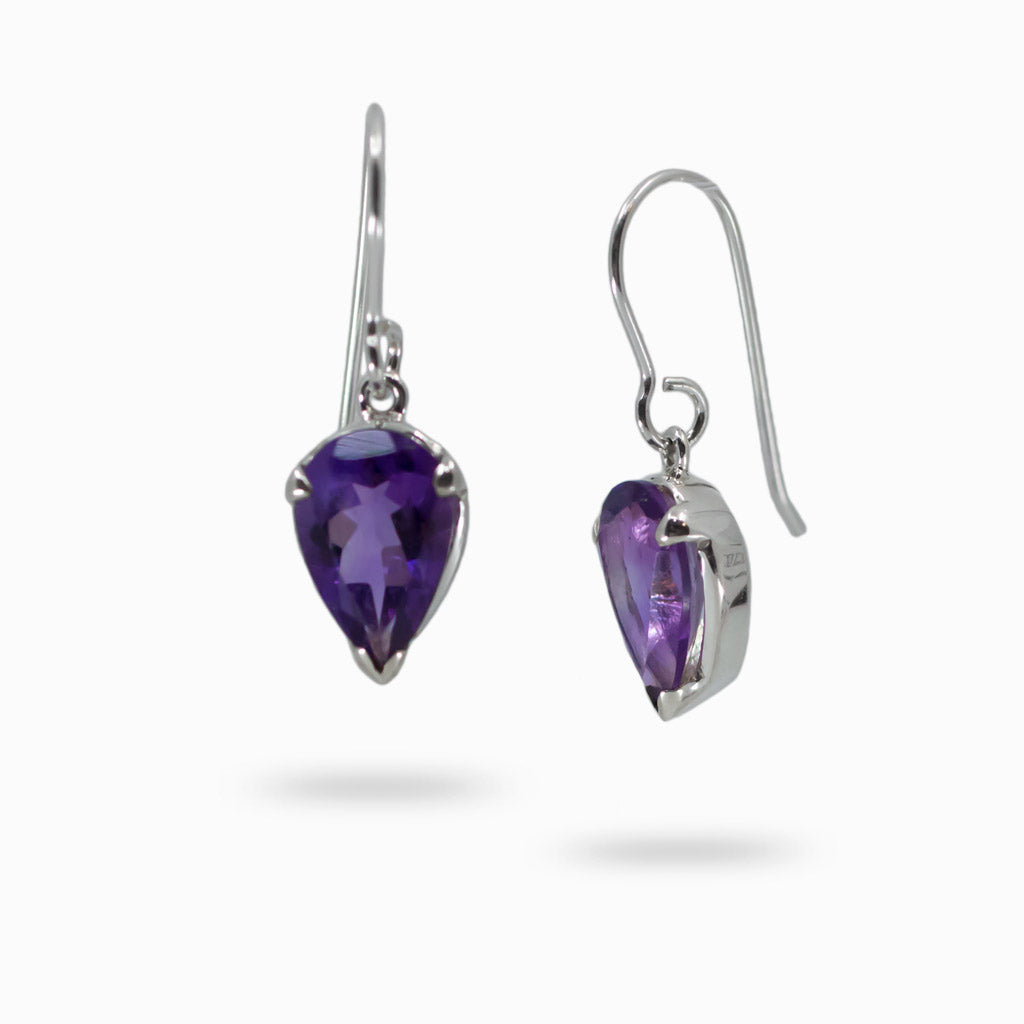 Faceted Teardrop Amethyst drop Earrings