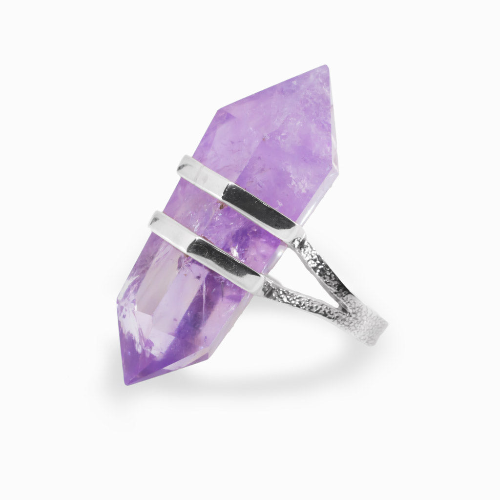 Raw Amethyst Point Ring