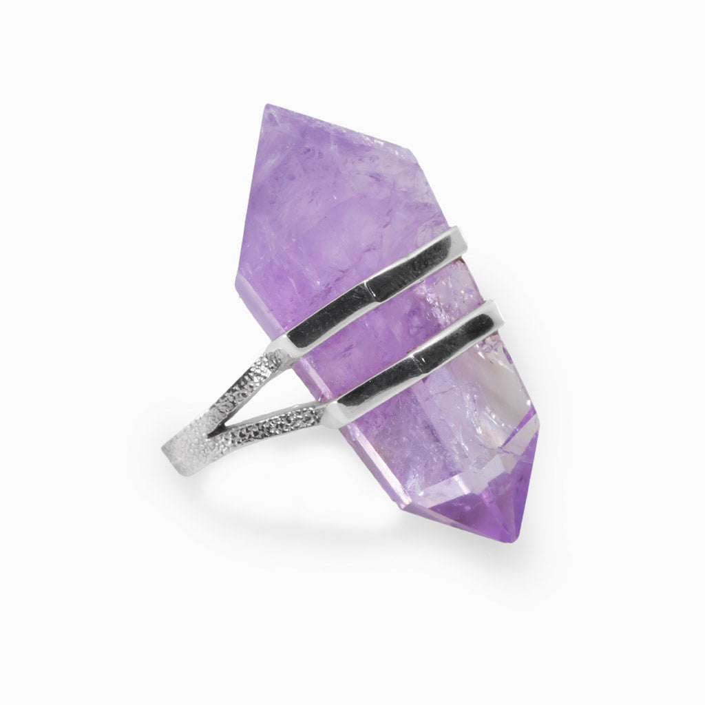 Raw Amethyst Point Ring