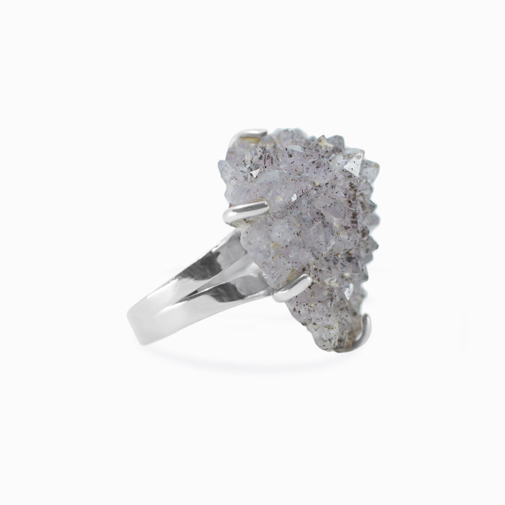 Druzy flower Amethyst ring