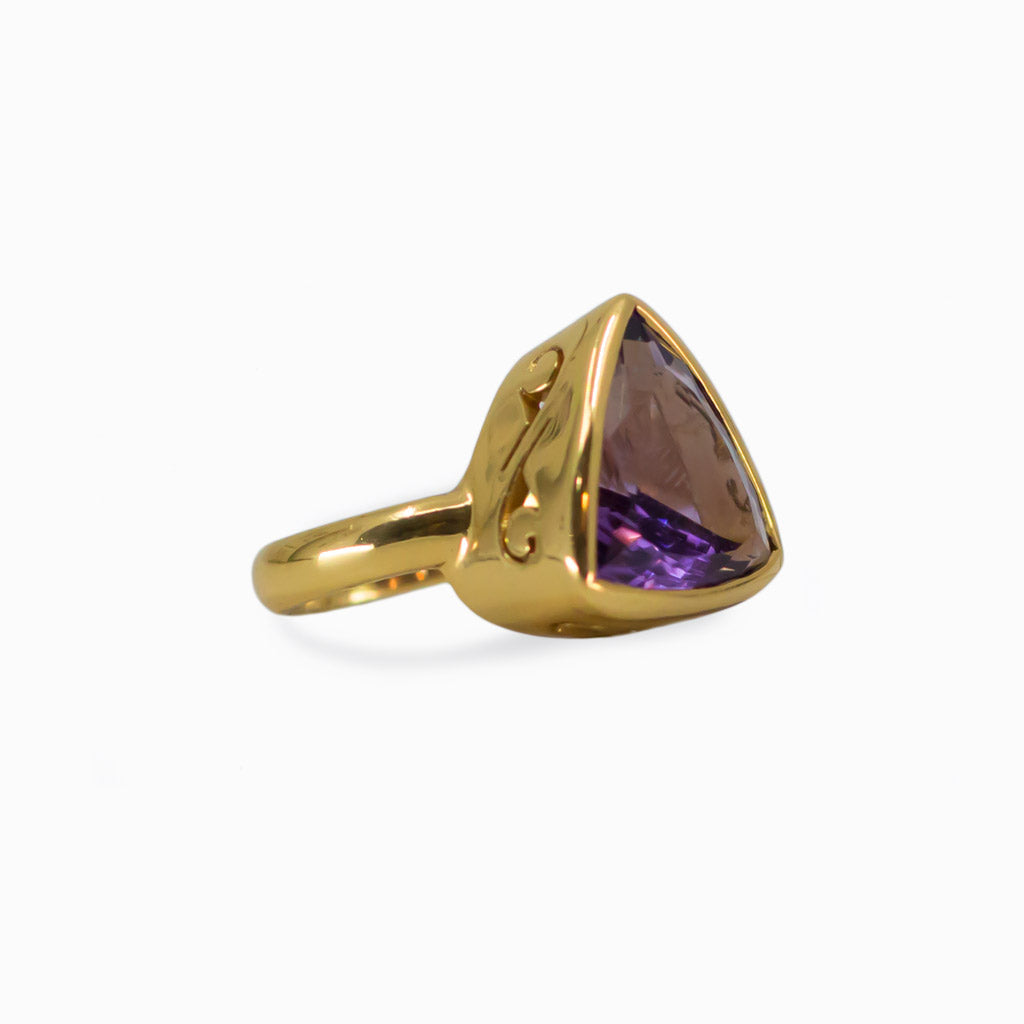 Amethyst ring with gold vermeil finish