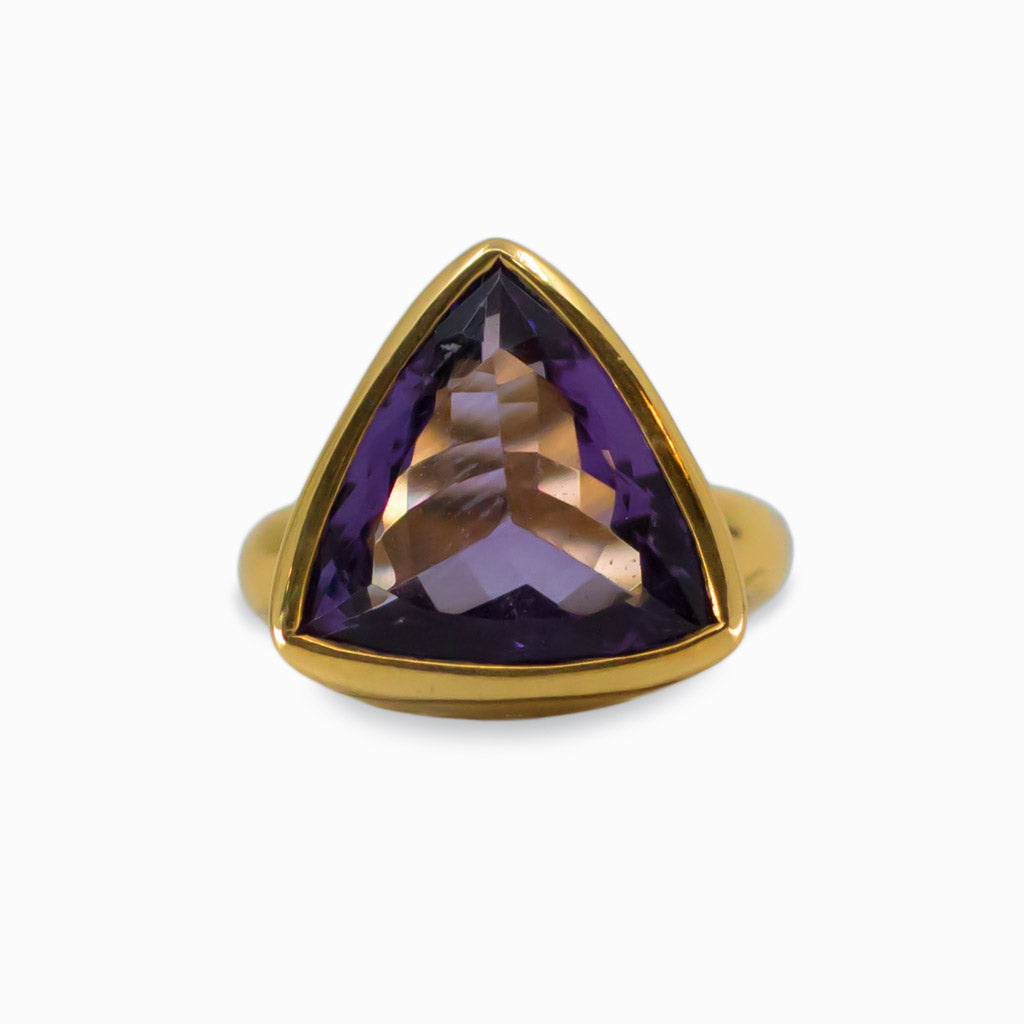 Amethyst ring with gold vermeil finish