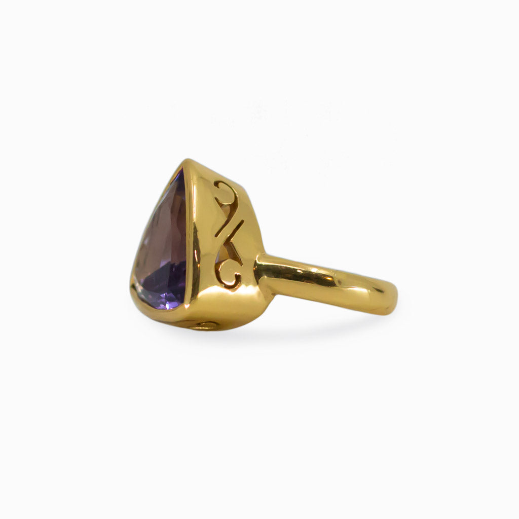 Amethyst ring with gold vermeil finish