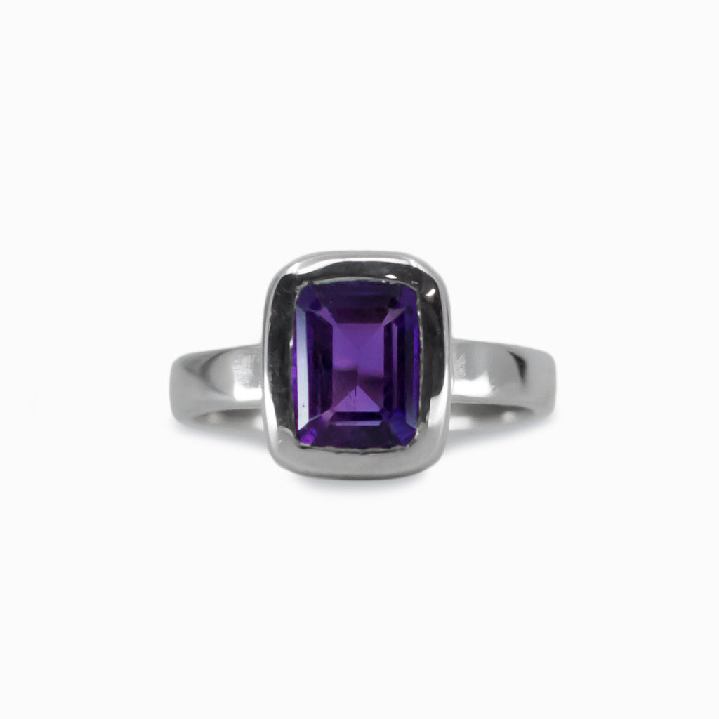 rectangle faceted Amethyst ring