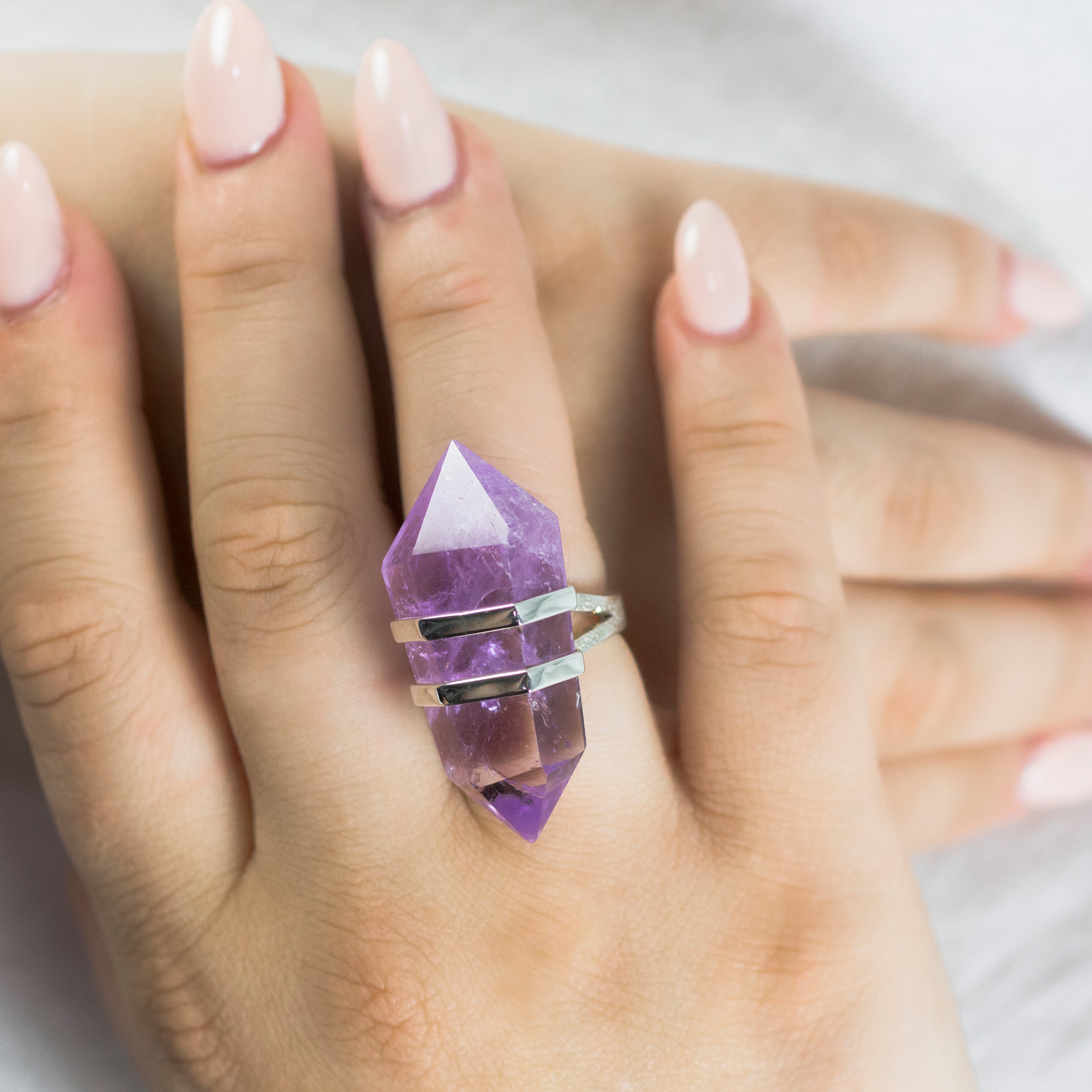 Amethyst Ring on model