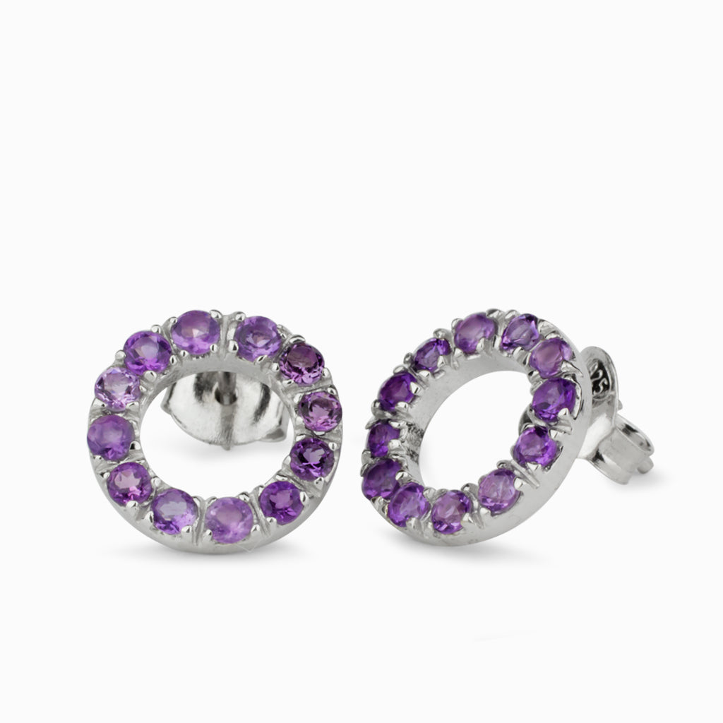 Round facet Amethyst Stud Earrings