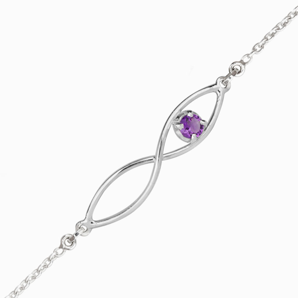 Amethyst Infinity Birthstone Bracelet