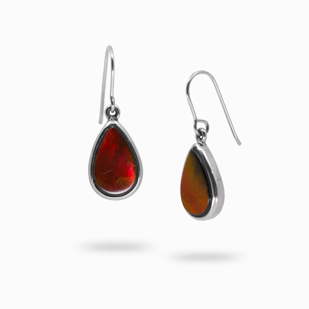 Cabochon Tear Ammolite drop earrings