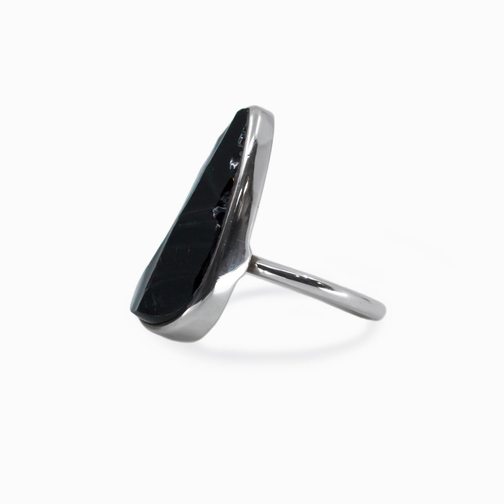 Apache Tear Obsidian Ring