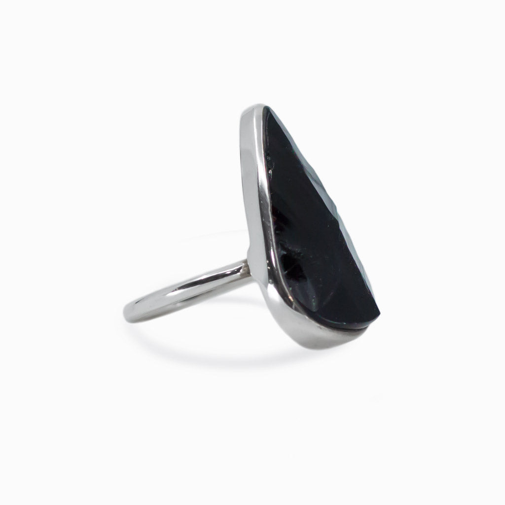 Apache Tear Obsidian Ring