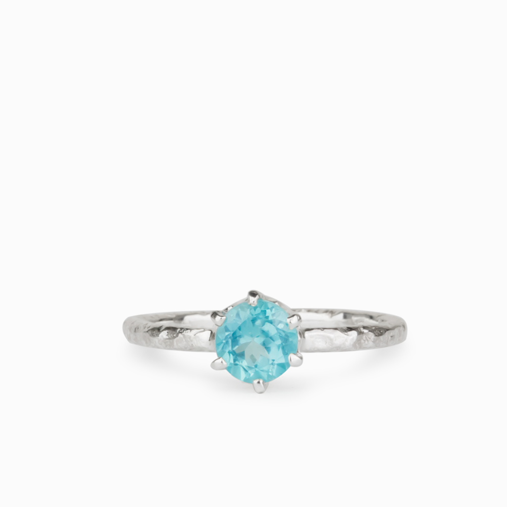 Light Blue Apatite Gemstone Ring in Textured Silver