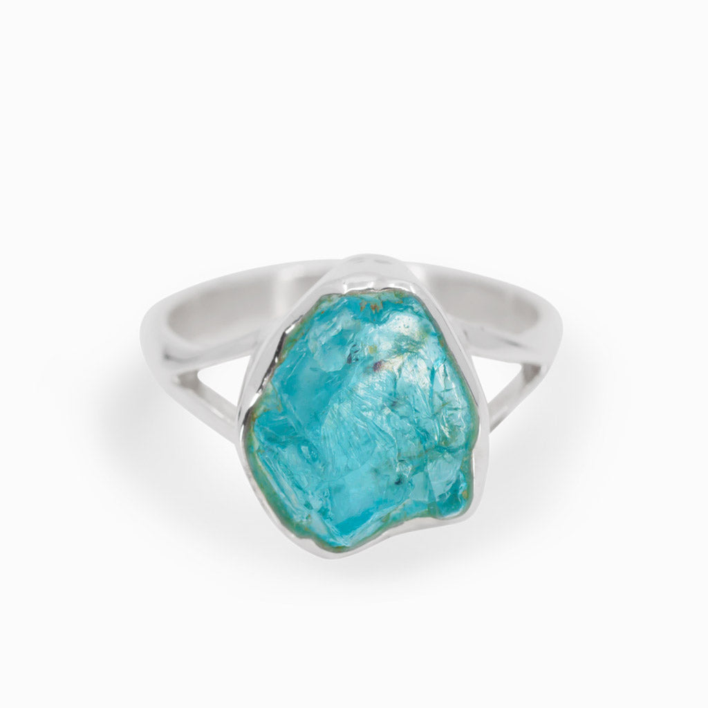 Blue raw Apatite Ring