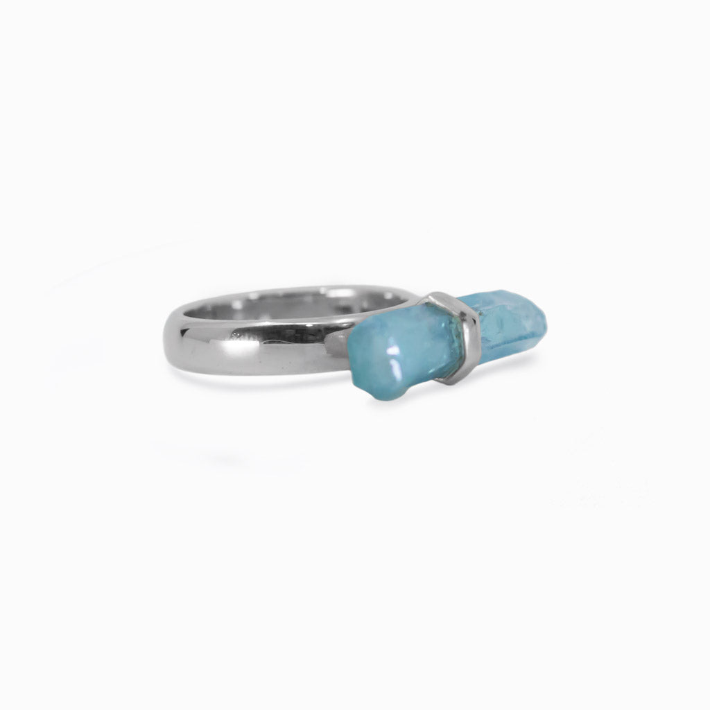 Aqua Aura faceted ring