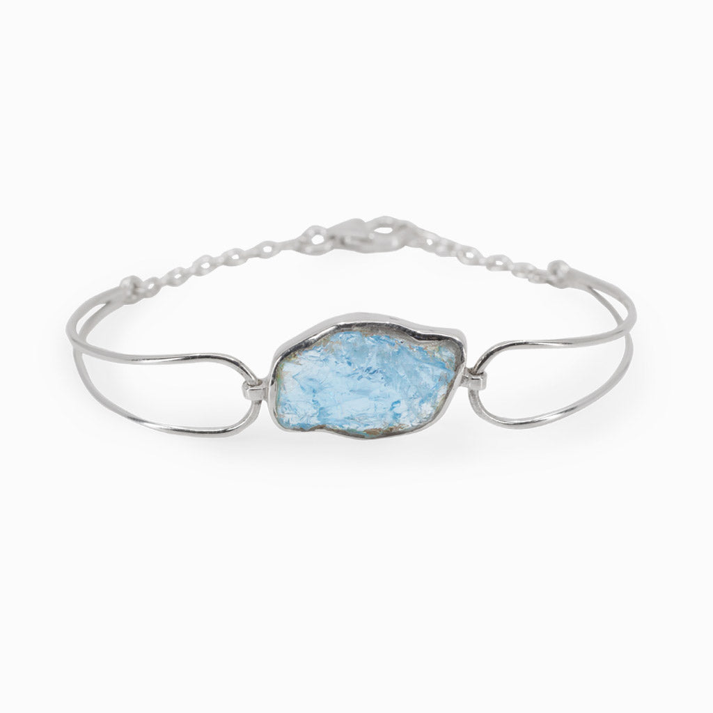 Raw Aquamarine Bangle Bracelet