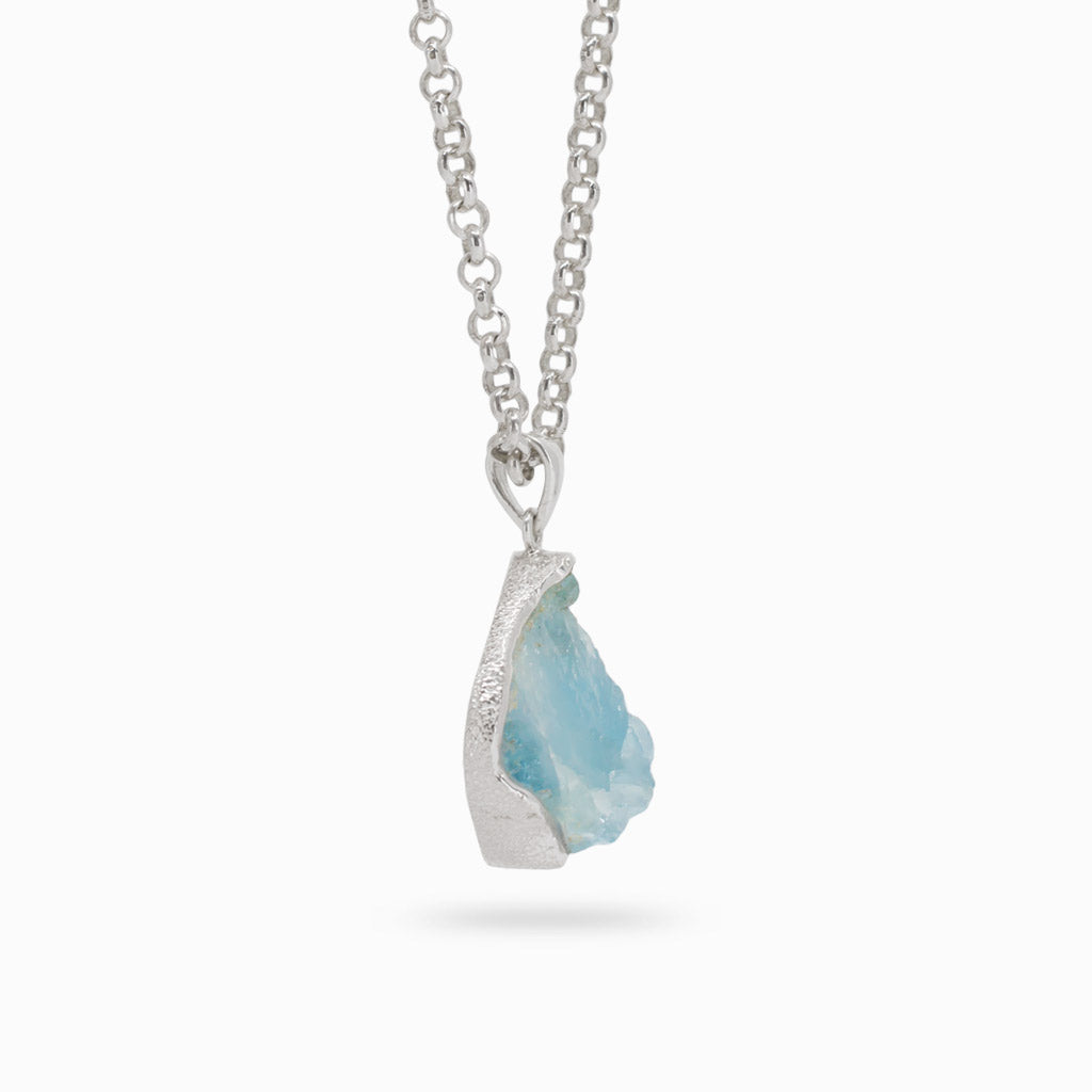 Blue Raw Aquamarine Necklace