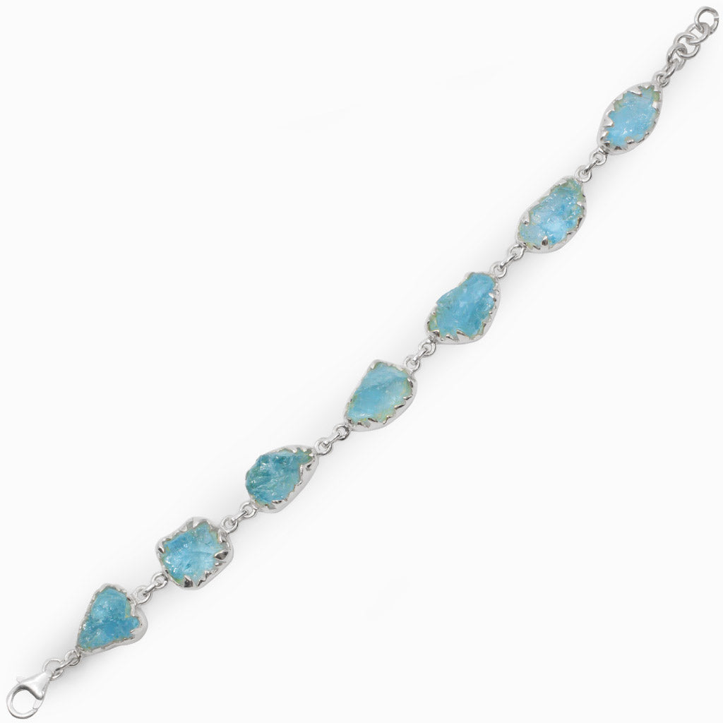 Raw natural Aquamarine Bracelet Made In earth