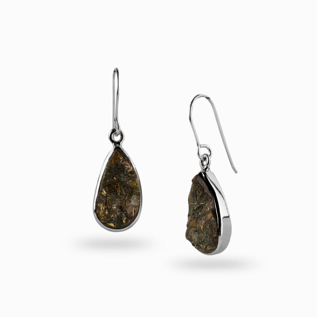 Raw teardrop Astrophyllite Drop Earrings