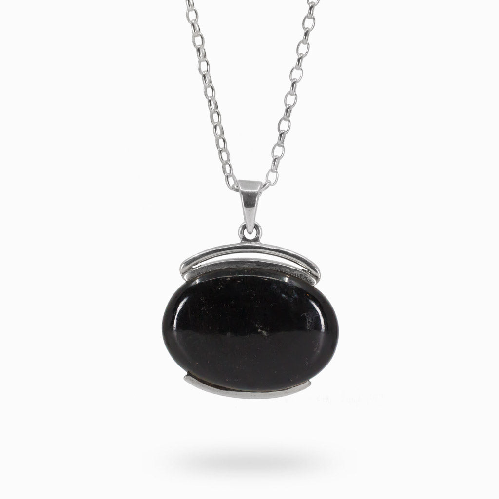Oval Cabochon Black Tourmaline Necklace