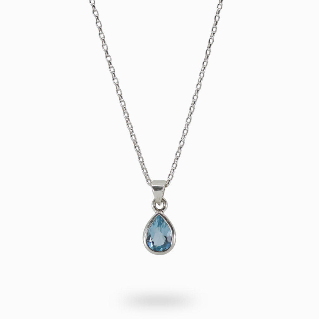 Faceted Tear Blue Topaz necklace