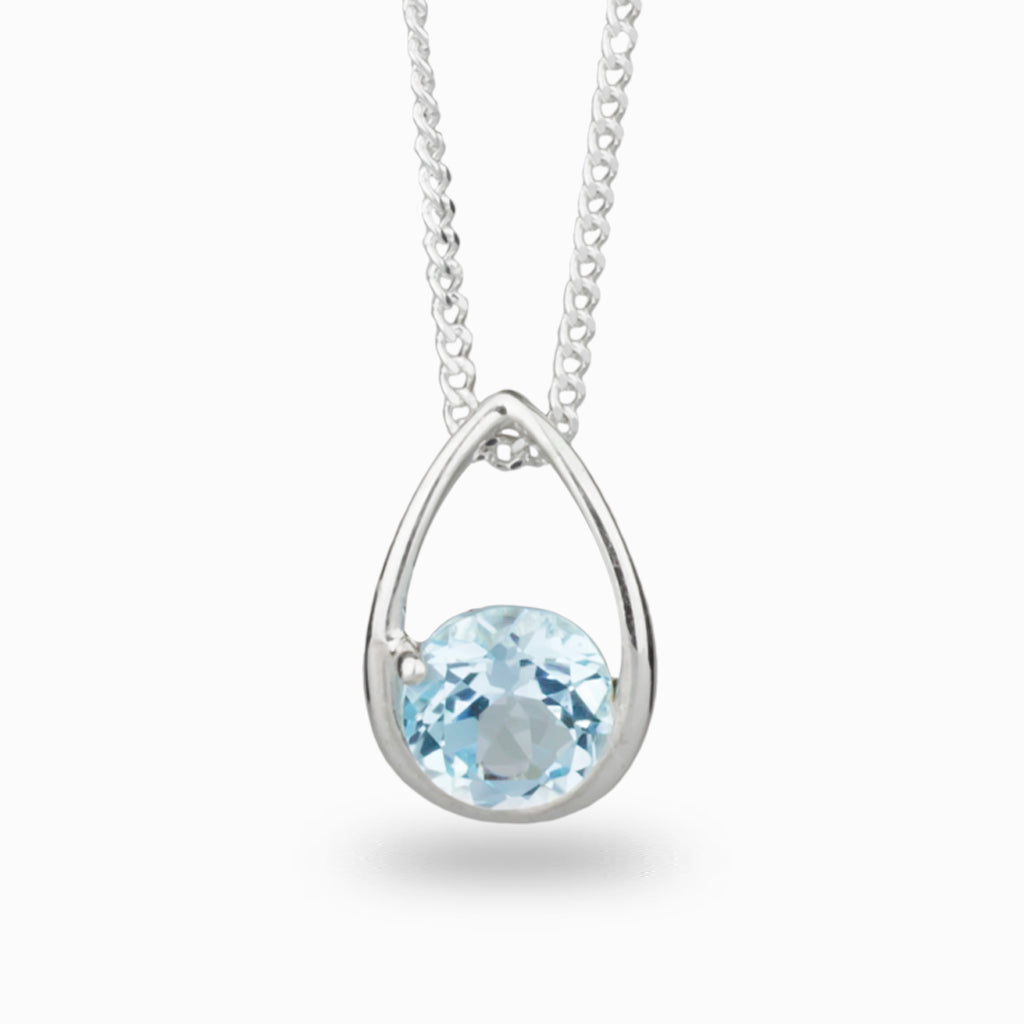 Faceted Round Blue Topaz necklace
